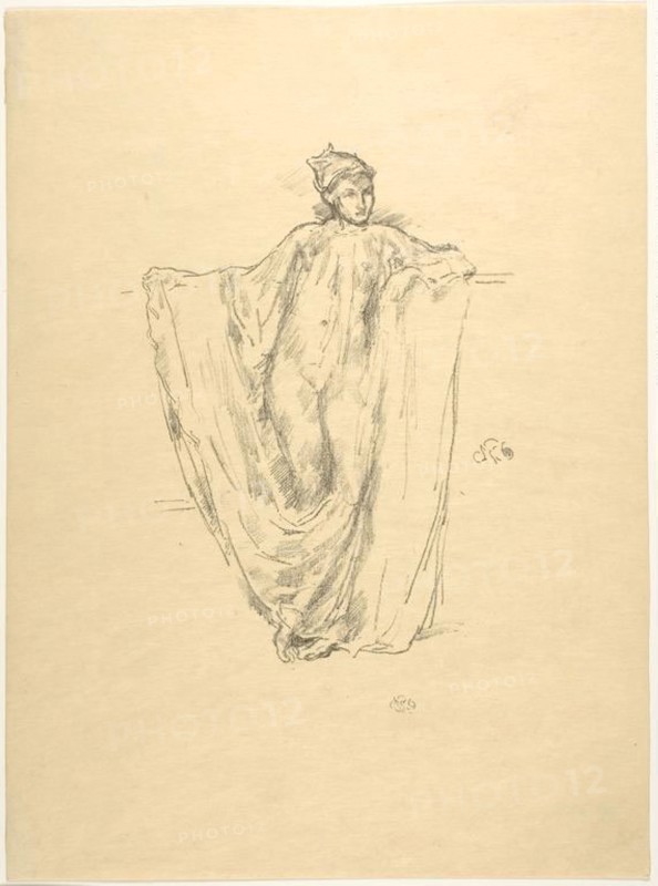 Figure Study, 1894, James McNeill Whistler, American, 1834-1903, United States, Lithograph on beige Japanese paper, 190 x 145 mm (image), 313 x 232 mm (sheet)