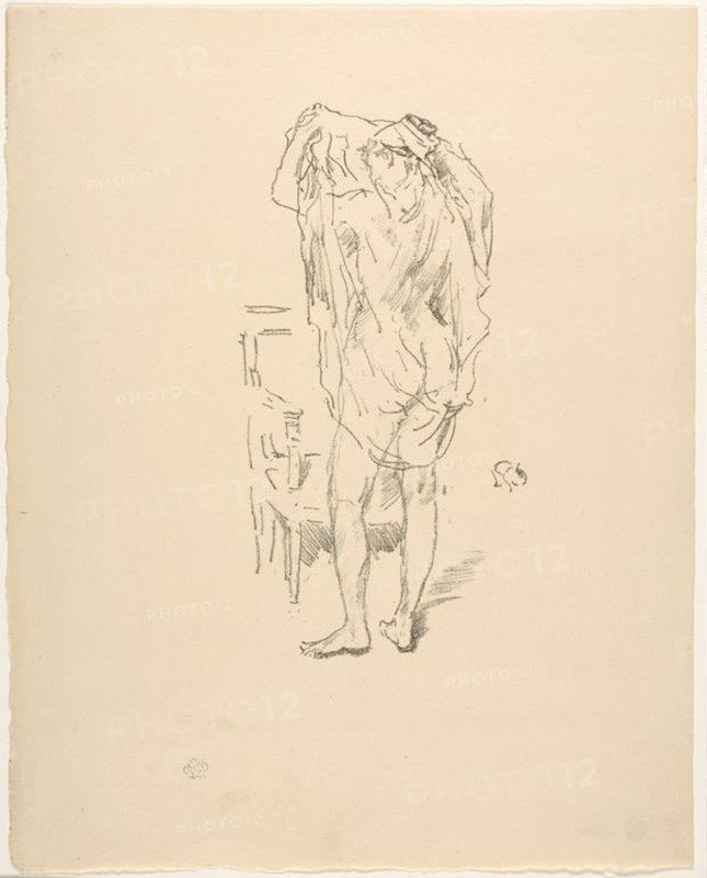 Study, 1894, James McNeill Whistler, American, 1834-1903, United States, Lithograph on cream laid paper, 185 x 100 mm (image), 285 x 228 mm (sheet)