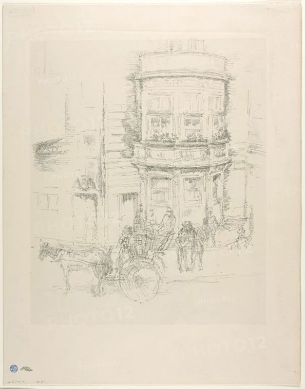 Back of the Gaiety Theatre, 1895, James McNeill Whistler, American, 1834-1903, United States, Lithograph on white wove paper, laid down on white wove paper (chine collé), 265 x 232 mm (image), 280 x 232 mm (primary support), 330 x 235 mm (stone), 375 x 294 mm (sheet)