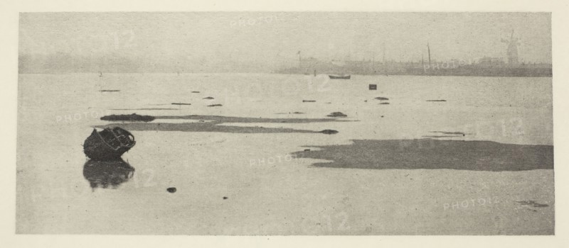 Low Water on Breydon, 1887, Peter Henry Emerson, English, born Cuba, 1856–1936, England, Photoetching, pl. II from the album "Wild Life on a Tidal Water: The Adventures of a House-Boat and Her Crew" (1890), edition 270/50, 6.9 × 17.7 cm (image), 24.5 × 30 cm (paper)