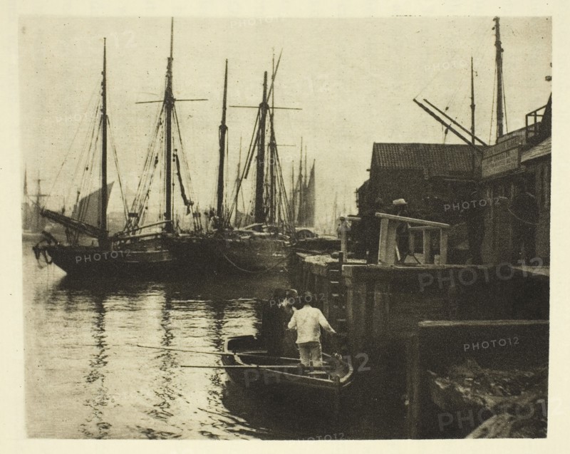 The Ferry, 1887, Peter Henry Emerson, English, born Cuba, 1856–1936, England, Photoetching, pl. XXV from the album "Wild Life on a Tidal Water: The Adventures of a House-Boat and Her Crew" (1890), edition 270/500, 10 × 12.4 cm (image), 25.1 × 30 cm (paper)