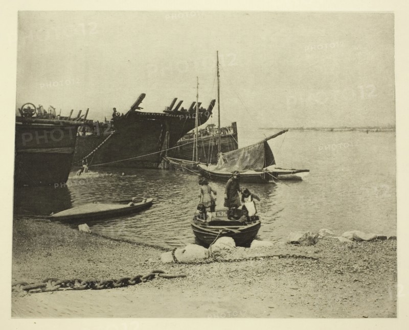 Old Hulks, 1887, Peter Henry Emerson, English, born Cuba, 1856–1936, England, Photoetching, pl. IV from the album "Wild Life on a Tidal Water: The Adventures of a House-Boat and Her Crew" (1890), edition 270/50, 16.4 × 20.2 cm (image), 24.5 × 30 cm (paper)