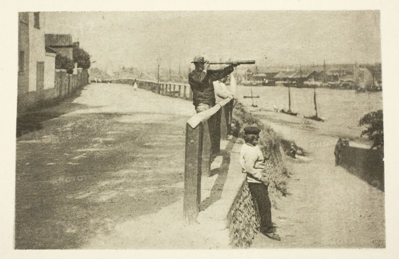 On the Look-Out, 1887, Peter Henry Emerson, English, born Cuba, 1856–1936, England, Photoetching, pl. VI from the album "Wild Life on a Tidal Water: The Adventures of a House-Boat and Her Crew" (1890), edition 270/500, 8.2 × 12.6 cm (image), 24.6 × 30 cm (paper)