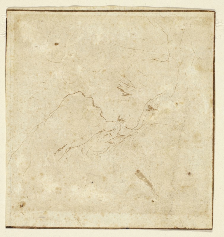Woman’s Head, n.d., Stefano della Bella, Italian, 1610-1664, Italy, Pen and brown ink on ivory laid paper, discolored to buff, 84 x 81 mm