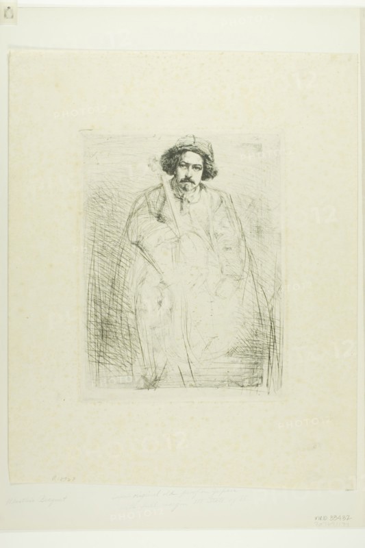 J. Becquet, Sculptor, 1859, James McNeill Whistler, American, 1834-1903, United States, Etching and drypoint with foul biting in black ink on cream Japanese paper, 255 x 193 mm (plate), 409 x 325 mm (sheet)