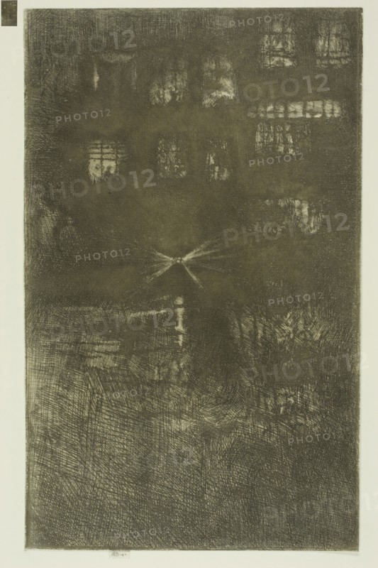 The Dance House: Nocturne, 1889, James McNeill Whistler, American, 1834-1903, United States, Etching in black ink on ivory laid paper, 270 x 169 mm (sheet excluding tab), 274 x 169 mm (sheet including tab)
