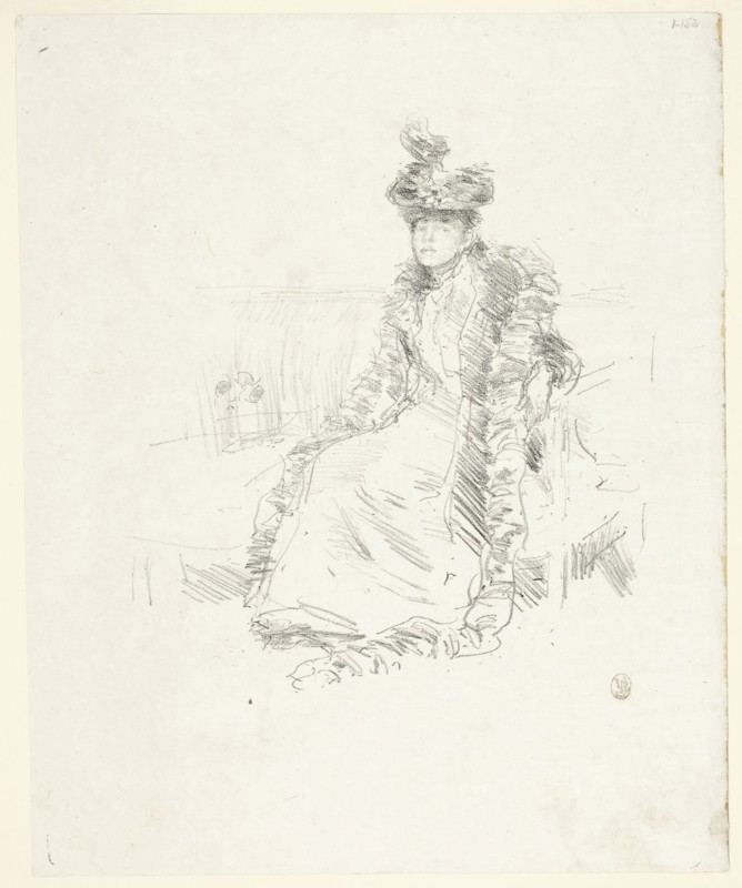 A Lady Seated, 1893, James McNeill Whistler, American, 1834-1903, United States, Lithograph, in black ink, with scraping and touches of brush and tusche, on grayish ivory China paper, 190 x 170 mm (image), 278 x 227 mm (sheet)
