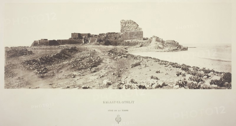 Kalatt-El-Athlit, Côté de la Terre, c. 1860, Louis De Clercq, French, 1836–1901, France, Albumen print, 20.8 × 55.4 cm (image/paper), 45.2 × 60.9 cm (mount)