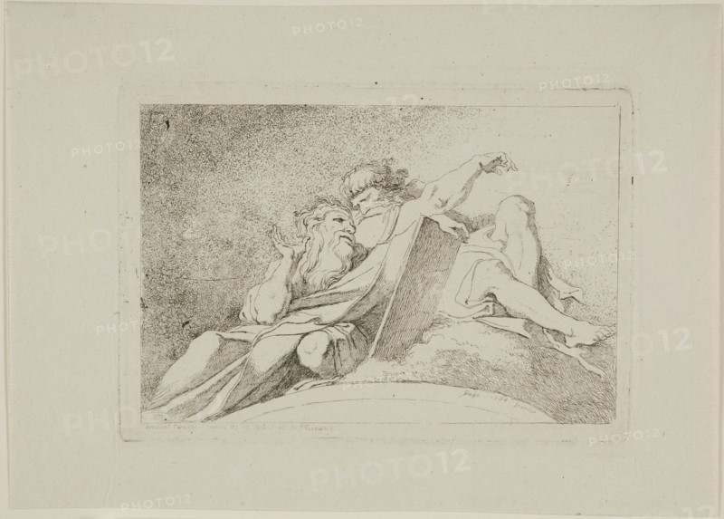 Two Prophets, 1764, Jean Honoré Fragonard (French, 1732-1806), after Ludovico Carracci (Italian, 1555-1619), France, Etching on cream laid paper, 87 × 130 mm (image), 98 ×140 mm (plate), 139 × 195 mm (sheet)
