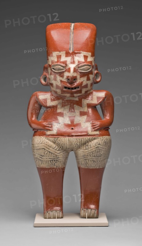 Female Figure with Bold, Geometric Face and Body Paint, 200/100 B.C., Chupícuaro, Guanajuato or Michoacán, Mexico, Mexico, Terracotta and pigmented slip, 44.8 × 20 × 8.7 cm (17 5/8 × 7 7/8 × 3 7/16 in.)