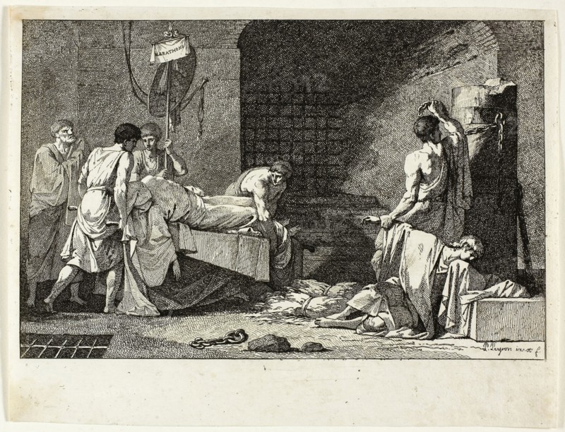 Devotion of Cimon or Funeral of Miltiade, 1782, Jean François Pierre Peyron, French, 1744-1815, France, Engraving on ivory laid paper, 134 × 207 mm (image/plate), 165 × 217 mm (sheet)