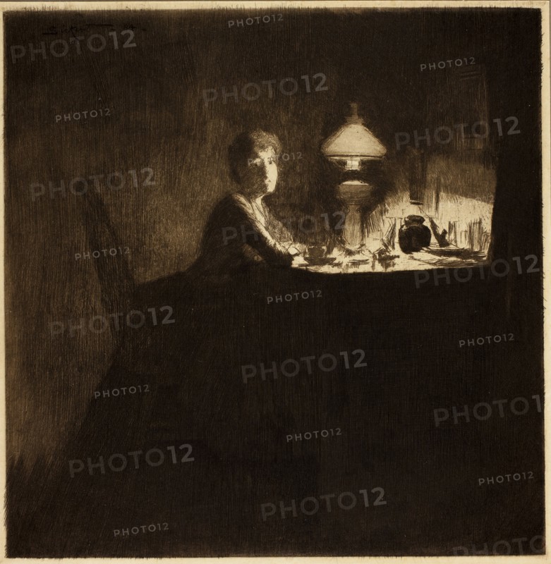 The Acting Manager, 1884, Walter Richard Sickert, English, 1860-1942, United Kingdom, Etching with plate tone in brown on cream wove paper, 228 x 224 mm (image, trimmed within plate mark), 238 x 234 mm (sheet)