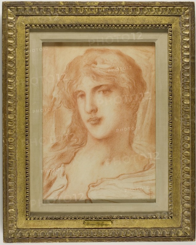 Head, c. 1880, Simeon Solomon, English, 1840-1905, England, Red chalk on buff wove paper, 350 × 240 mm