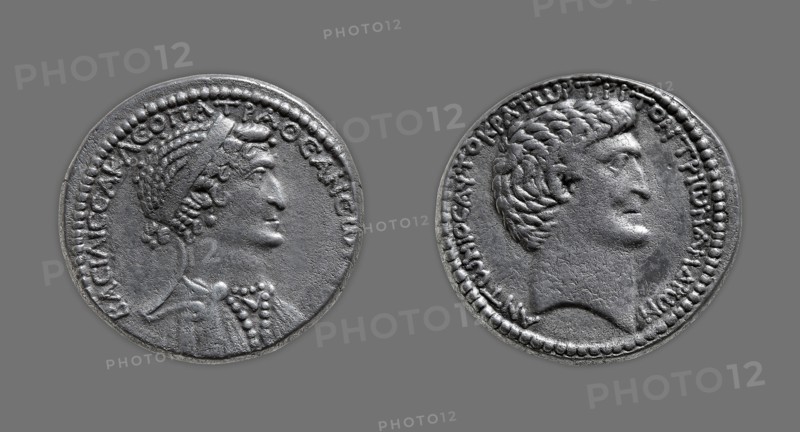 Tetradrachm (Coin) Portraying Queen Cleopatra VII, 37/33 BC, issued by Mark Antony, Greco-Roman, minted in Eastern Mediterranean (possibly Antioch, Syria), Syria, Silver, Diam. 2.6 cm (1 1/16 in.), 15.22 g