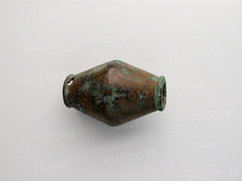 Biconical Bead, Geometric Period (800–600 BC), Greek, Thessaly, Greece, Bronze, 2.8 × 5.5 × 2.8 cm (1 1/8 × 2 1/8 × 1 1/8 in.)