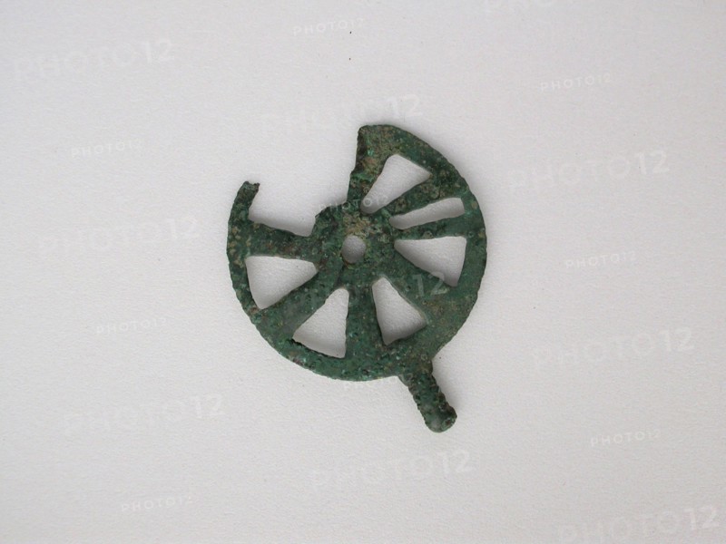 Disc with Flange, Geometric Period (800–600 BC), Greek, Thessaly, Thessaly, Bronze, 4.6 × 3.7 × 0.4 cm (1 3/4 × 1 1/2 × 3/16 in.)