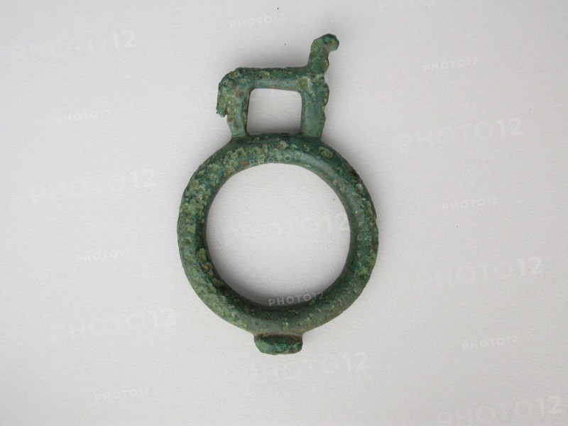 Harness Ring with Quadruped, Geometric Period (800–600 BC), Greek, Thessaly, Thessaly, Bronze, 6.3 × 4.0 × 0.6 cm (2 1/2 × 1 5/8 × 1/4 in.)