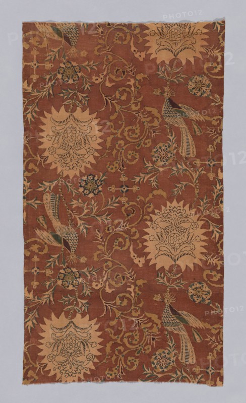 Sarasa, Edo period (1615–1868), probably 18th century, Japan, Cotton, plain weave, stenciled, mordant-dyed, painted, 63.6 x 34.9 cm (25 x 13 3/4 in.)