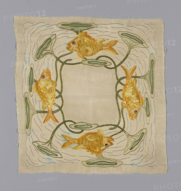 Pillow Cover, c. 1890, Possibly England, England, Cotton, warp-float faced 'S' twill weave, embroidered with silk in stem and long and short stitches, painted, 49.5 × 52.7 cm (19 1/2 × 20 3/4 in.)