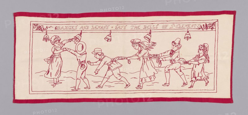 Scarf, c. 1875, England, Cotton, extended plain weave, embroidered with cotton in stem, long and short and buttonhole stitches, edge with applied cotton, twill weave, 115 × 47.5 cm (45 1/4 × 18 5/8in.)