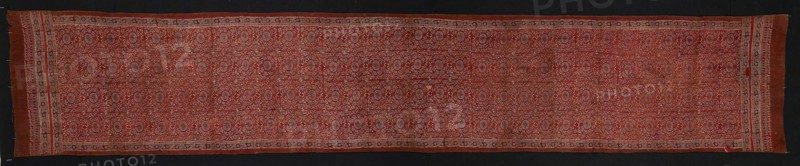 Ceremonial Cloth (Sacred Heirloom Textile), Possibly 15th/16th century, India, Gujarat, India, Cotton, plain weave, block-printed resist, mordant dyed, 524.5 x 97.8 cm (206 1/2 x 38 1/2 in.)