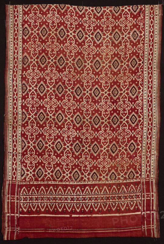 Heirloom Textile (sarasa), 18th century, India, Gujarat, India, Cotton, plain weave, block-printed mordant and resist-dyed, painted, 146 x 97.9 cm (57 1/2 x 38 1/2 in.)