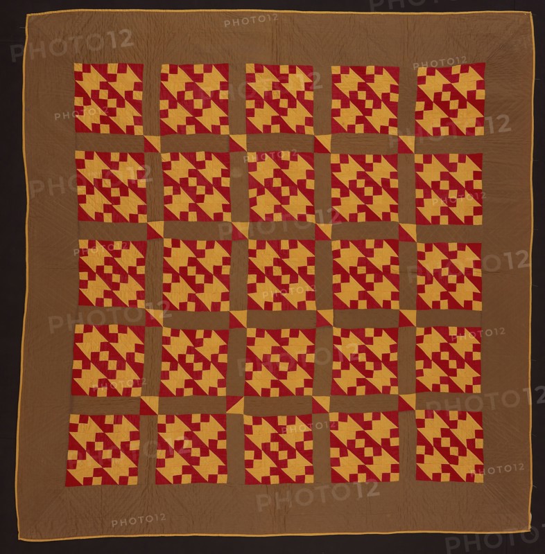 Bedcover (Jacobs Ladder quilt), 19th century, United States, Cotton, plain weaves, pieced, quilted, backed with cotton, plain weave, edged with cotton, plain weave, 190.8 x 186.4 cm (75 1/8 x 73 3/8 in.)