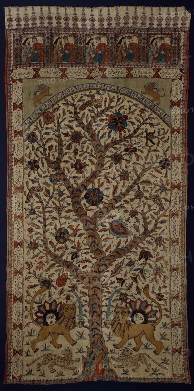 Hanging, 1893, Iran, Iran, Linen, plain weave, painted, printed, 301 x 148 cm (118 1/2 x 58 1/4 in.), Church Interior, Venice, plate sixteen from the North Italian Set, 1896, David Young Cameron, Scottish, 1865-1945, Scotland, Etching on ivory laid paper, 276 x 200 mm (image), 286 x 200 mm (sheet, trimmed within plate mark)