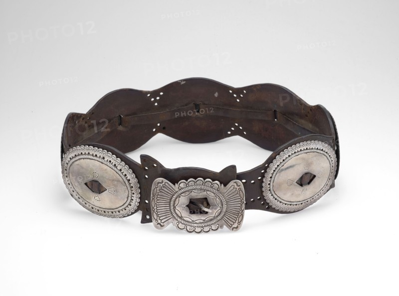 Concho Belt, 1880/95, Navajo (Diné), Northern New Mexico or Arizona, United States, Arizona, Silver and leather, L. 101.6 cm (40 in.)