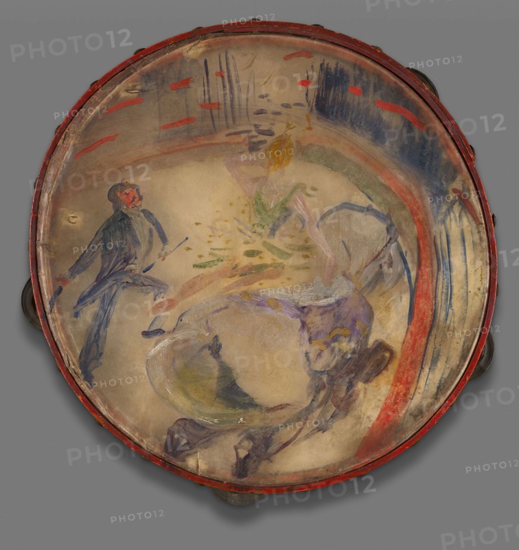 Au Cirque: Écuyère, 1888, Henri de Toulouse-Lautrec, French, 1864-1901, France, Tambourine with oil on vellum painting, Diameter: 10 1/2 in. (26.7 cm)