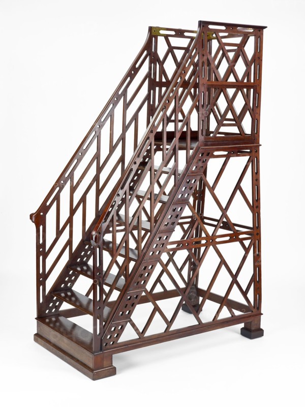 Library Ladder, 1782, William France (English, 1759–1838), London, Made for Badminton House, Badminton, Gloucestershire, England, Mahogany and brass, 248.9 × 158.8 × 78.7 cm (98 × 62 1/2 × 31 in.)