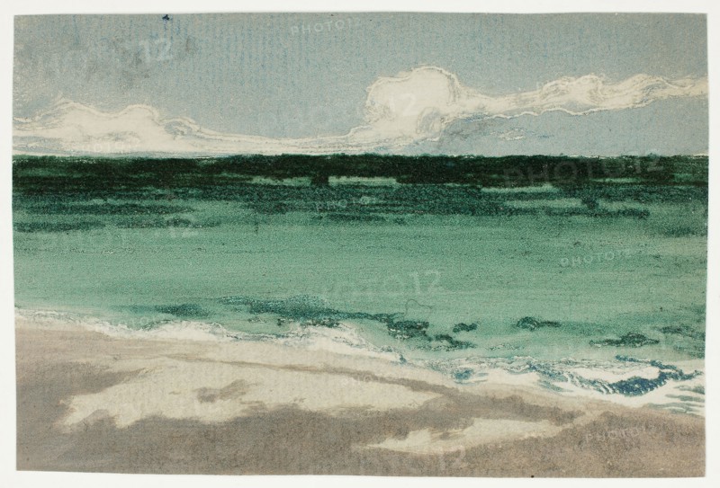The Sea at Bognor, 1895, Theodore Roussel, French, worked in England, 1847-1926, France, Color soft ground etching, inked à la poupée, with inkless intaglio on ivory laid paper, 93 × 140 mm (image/sheet, plate mark not visible)