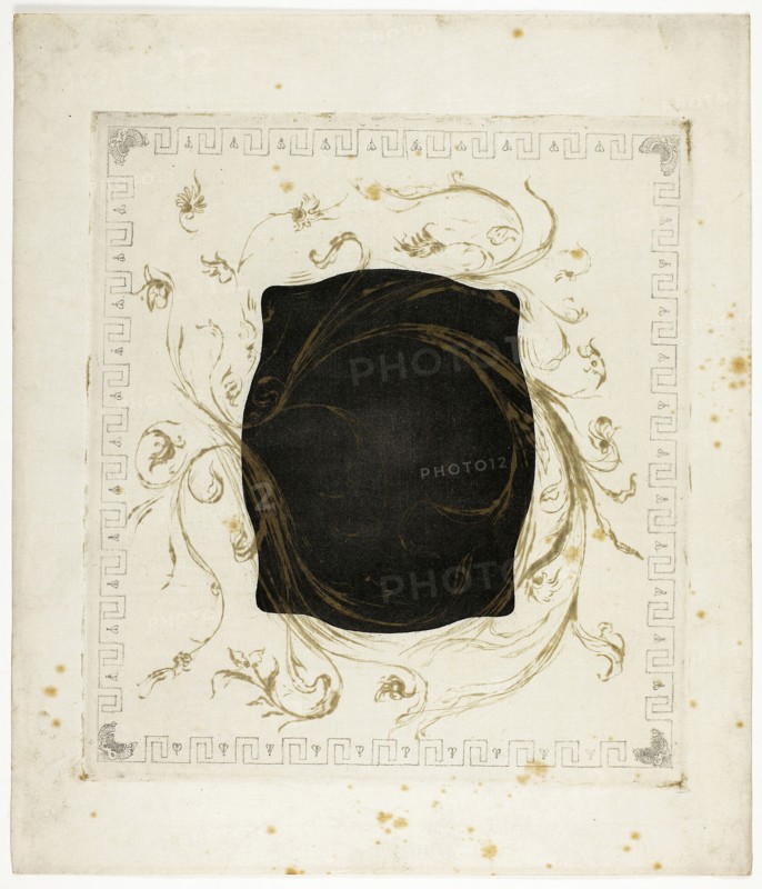 Mount for Anemonies, 1897–99, Theodore Roussel, French, worked in England, 1847-1926, England, Softground etching, aquatint, lavis and drypoint in black and yellow metallic on ivory Japanese paper, 283 × 254 mm (image), 298 × 265 mm (plate), 383 × 329 mm (sheet)