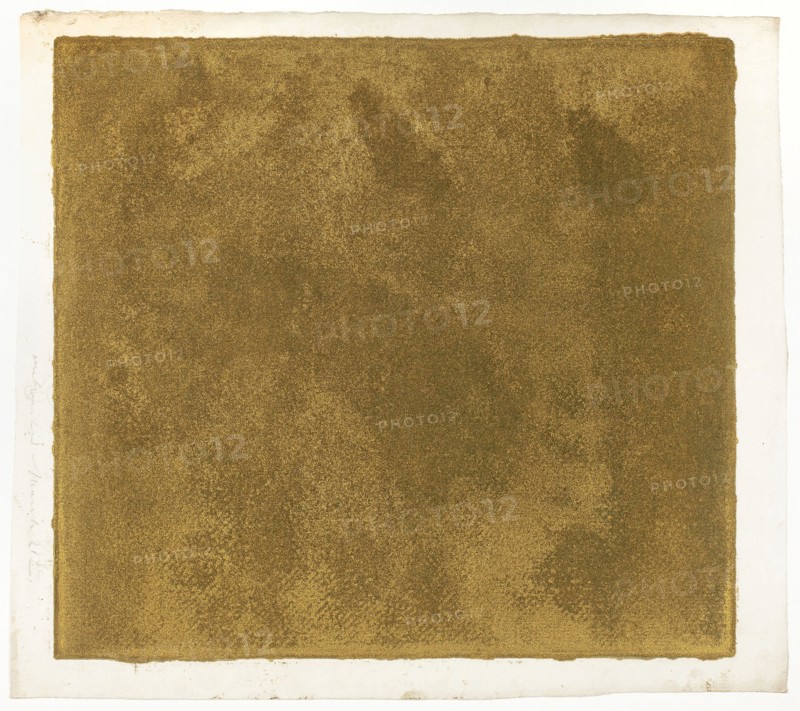 Mount for The Thames, Evening, 1897–99, Theodore Roussel, French, worked in England, 1847-1926, England, Aquatint in yellow metallic ink on ivory laid paper, 297 × 270 mm (image/plate), 338 × 300 mm (sheet)