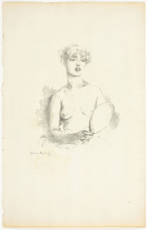 La Toilette, 1890–94, Theodore Roussel, French, worked in England, 1847-1926, England, Transfer lithograph in black on cream laid paper, 160 × 130 mm (image), 318 × 202 mm (sheet)