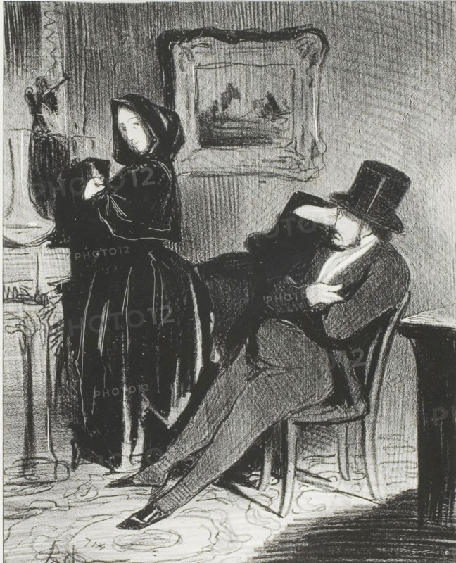 Each time I take you to the opera ball…, plate four from Paris l’hiver, 1845, Honoré-Victorin Daumier, French, 1808-1879, France, Lithograph in black on ivory wove paper, 220 × 177 mm (image), 348 × 263 mm (sheet)