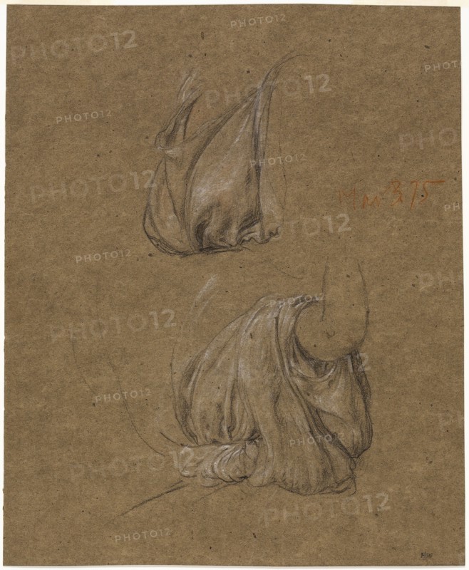 Study for Festival, c. 1875, Sir Edward John Poynter, English, 1836-1919, England, Black and white chalks, with traces of red chalk on brown wove paper, hinged to cream wove paper, 322 × 264 mm (primary support), 472 × 326 mm (secondary support)