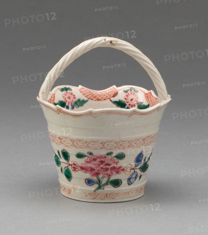 Basket, 1750/65, Staffordshire, England, Staffordshire, Salt-glazed stoneware, polychrome enamels, 8.6 x 7 x 7 cm (3 3/8 x 2 3/4 x 2 3/4 in.)