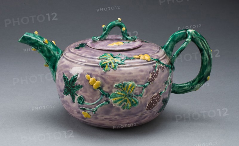 Teapot, c. 1750, Staffordshire, England, Staffordshire, Salt-glazed stoneware, polychrome enamels, 9.5 x 18.4 x 11.4 cm (3 3/4 x 7 1/4 x 4 1/2 in.)