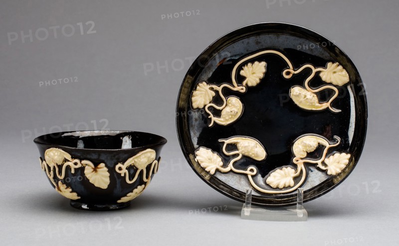Cup and Saucer, c. 1750/65, Staffordshire, England, Staffordshire, Lead-glazed earthenware (blackware), Cup 3.5 x 7.9 cm (1 3/8 x 3 1/8 in.), Saucer 1.9 x 11.4 cm (3/4 x 4 1/2 in.)
