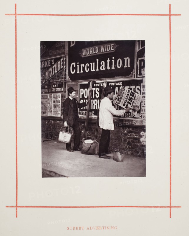 Street Advertising, 1877, John Thomson, Scottish, 1837–1921, Scotland, Woodburytype, from the album "Street Life in London