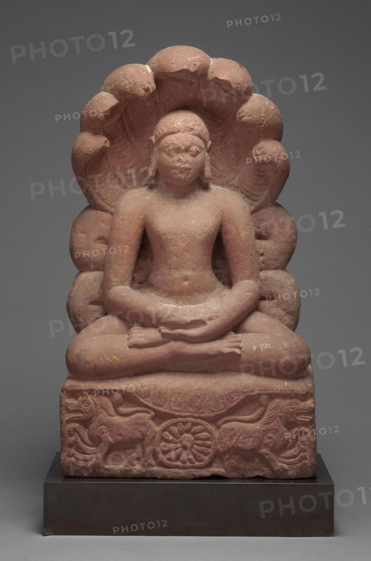 Jaina Tirthankara Parshvanatha with Serpent Hood, 6th century, India, Uttar Pradesh, Uttar Pradesh, Red sandstone, 74.8 x 44.0 x 21.0 cm (29 1/2 x 17 3/8 x 8 1/4 in.)