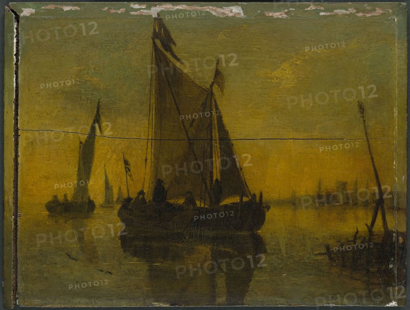 Boats in an Estuary, 17th century, Style of Aelbert Cuyp, Dutch, 1620-1691, Holland, Oil on panel, 19 x 25 cm (7 1/2 x 9 3/4 in.)
