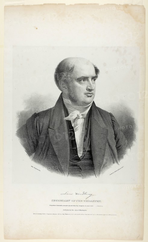 Levi Woodburn, Secretary of Treasury, 1837, Charles Fenderich, German, active in the United States, 1805–1887, United States, Lithograph on chine laid down on paper (chine collé), 530 x 317 mm