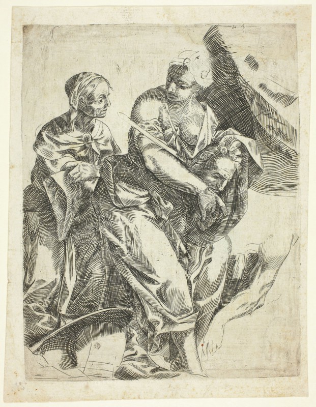Judith with the Head of Holofernes, n.d., Marco San Martino, Italian, 1615/25-1680/1700, Italy, Engraving in black on ivory laid paper, 192 x 150 mm (image/plate), 212 x 163 mm (sheet)