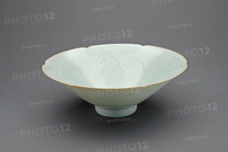 Lobed Bowl with Lotus Scrolls, Southern Song dynasty (1127–1279), China, Qingbai ware, porcelain with underglaze carved decoration, H. 8.3 cm (3 5/16 in.), diam. 17.7 cm (7 in.)