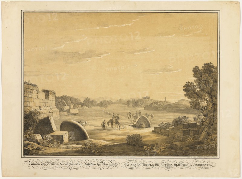 Ruins of the Temple of Jupiter at Agrigente, 1819, Friedrich von Gärtner, German, 1792-1847, Germany, Tint lithograph on paper, 467 × 630 mm (image), 569 × 772 mm (sheet)