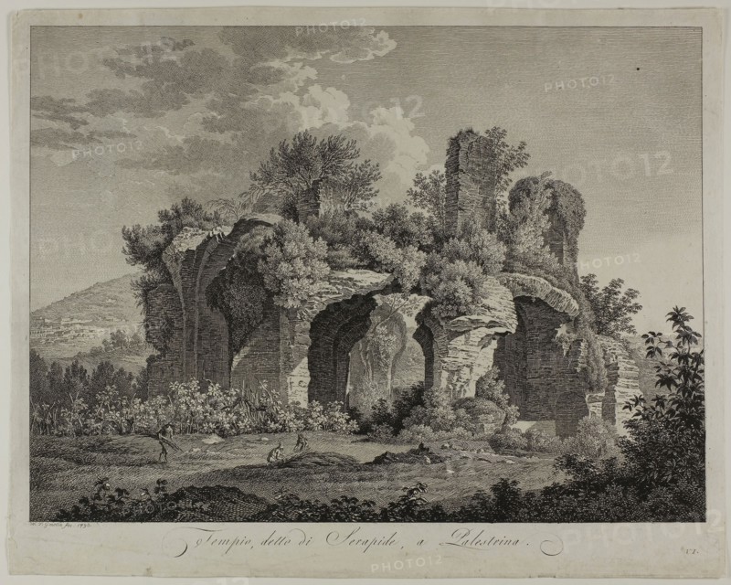 Temple of the Serapide Palestrina, 1793, Friedrich Wilhelm Gmelin, German, 1760-1820, Germany, Etching on ivory wove paper, 249 x 337 mm (image), 285 x 357 mm (sheet)