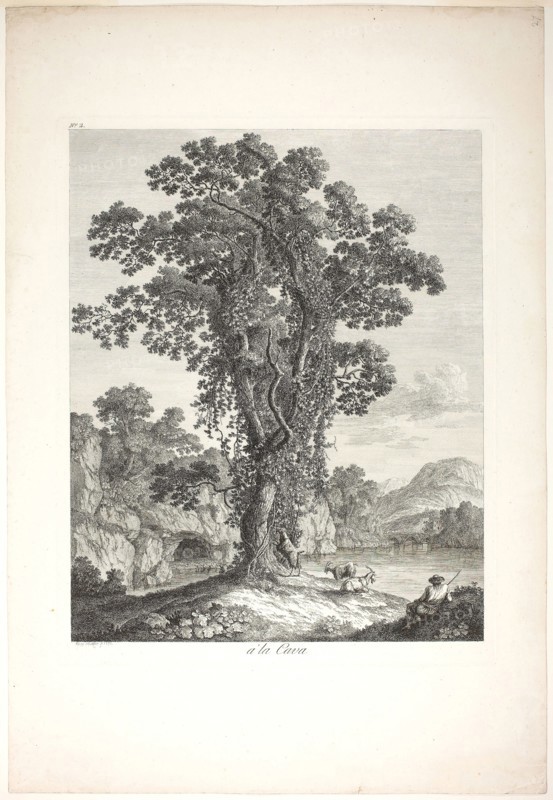 Near la Cava, from Suite de IV Vues Dessinées Dans le Roiaume de Naples, 1779, Jacob Philipp Hackert, German, 1737-1807, Germany, Etching on paper, 432 x 343 mm (plate), 660 x 444 mm (sheet)