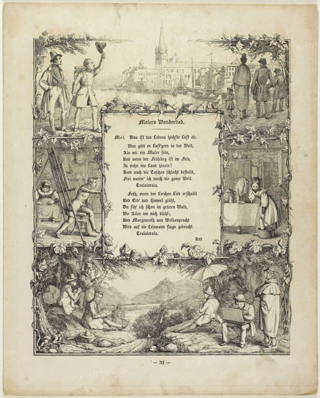 The Painter’s Wandering Song, 1837, Rudolph von Normann, German, 1806-1882, Germany, Etching on cream wove paper, 288 x 231 mm